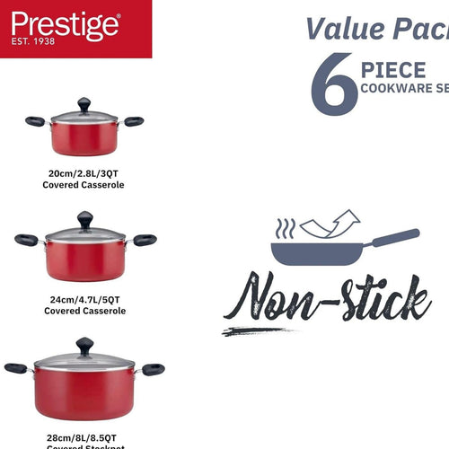 Prestige Aluminium Cookware Set, 6 pcs