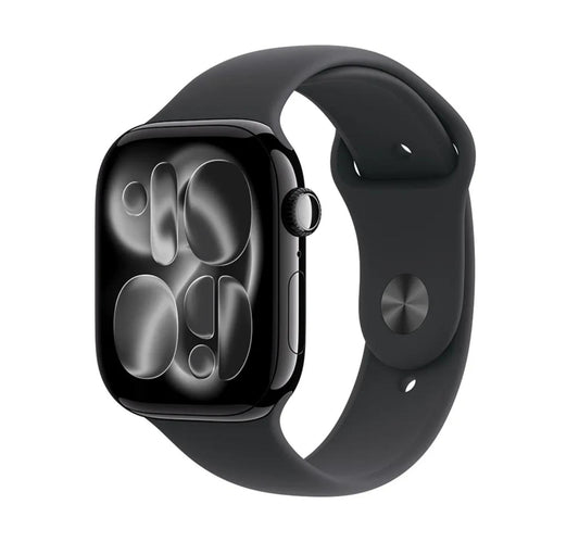 Apple Watch Series 11 GPS + Cellular Smartwatch, 46 mm Jet Black Aluminium Case with Black Sport Band (S/M), MFC24AF/A