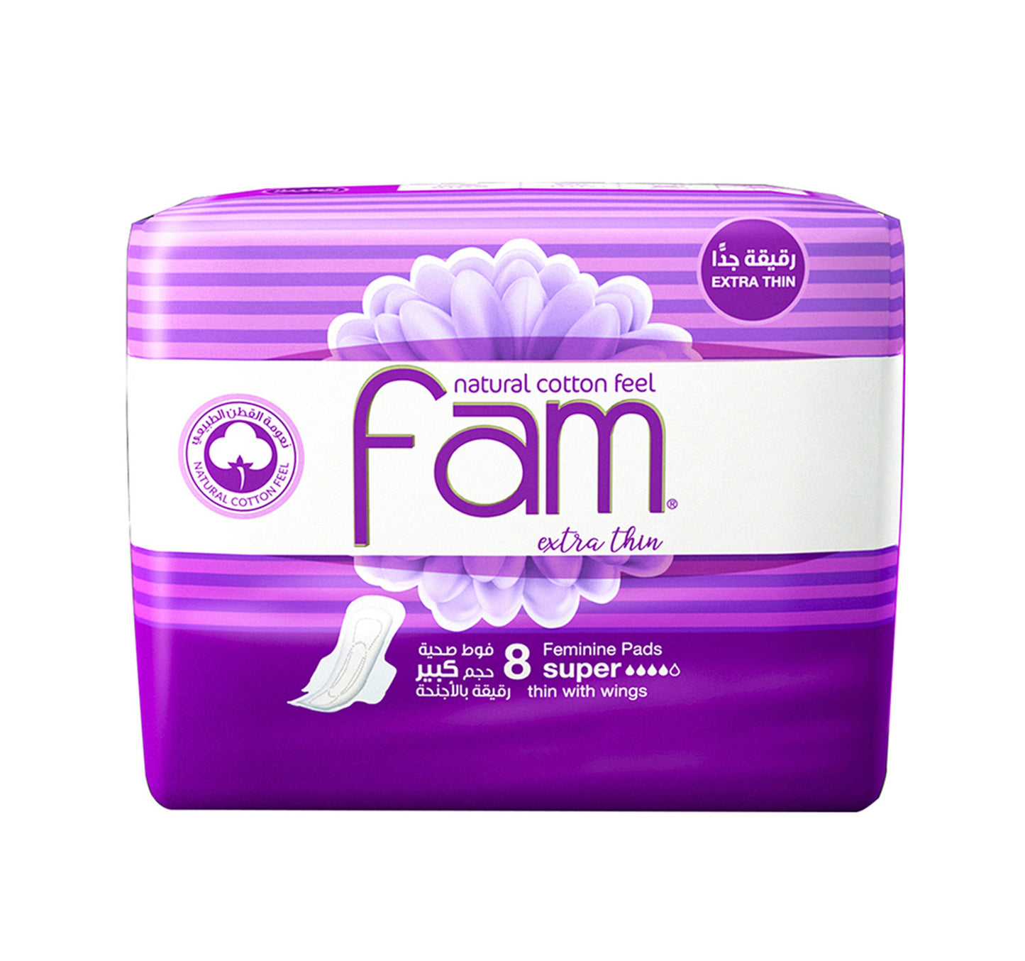 Fam Natural Cotton Feel Extra Thin Wings Super Sanitary 8 pcs