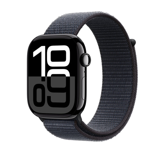 Apple Watch Series 10 GPS, 46 mm Jet Black Aluminium Case with Ink Sport Loop