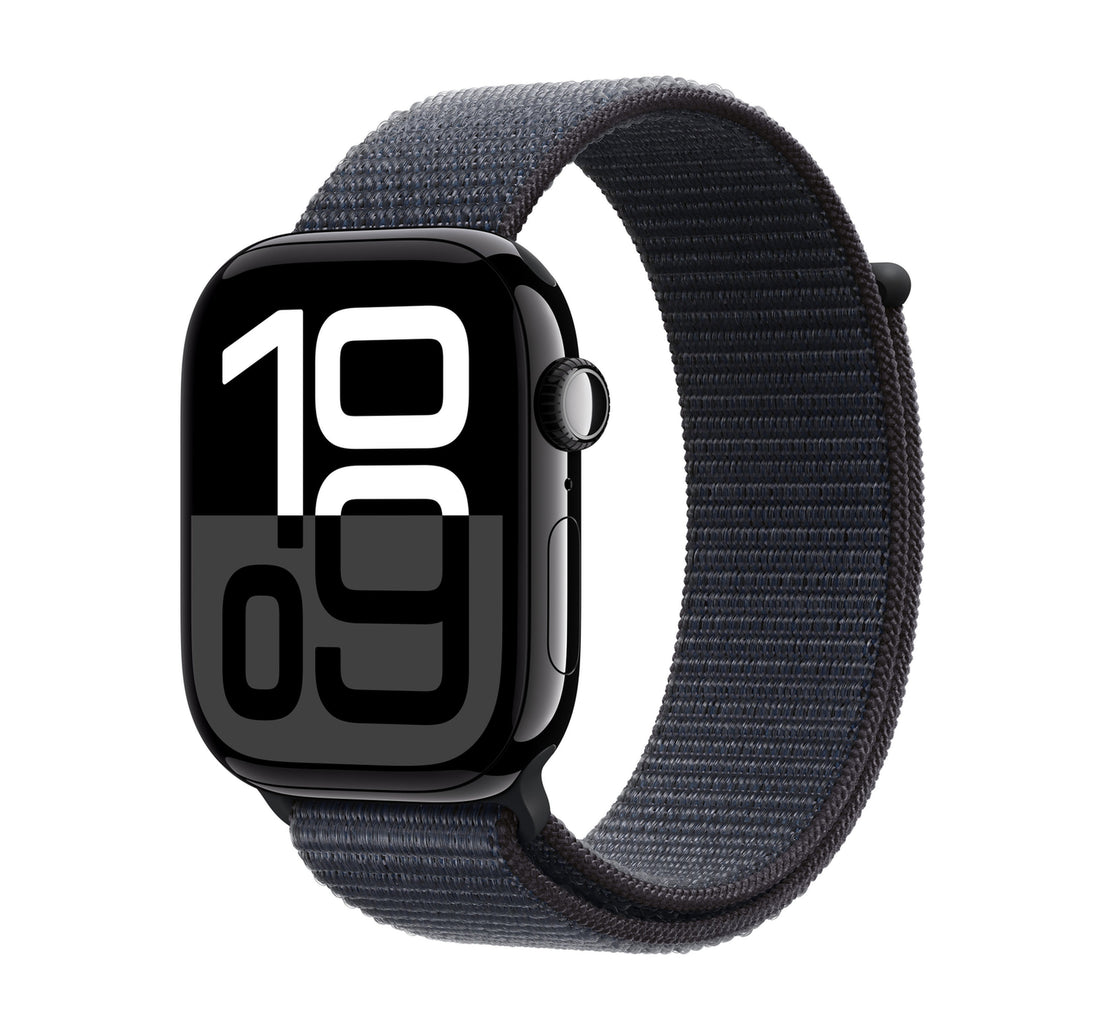 Apple Watch Series 10 GPS, 46 mm Jet Black Aluminium Case with Ink Sport Loop