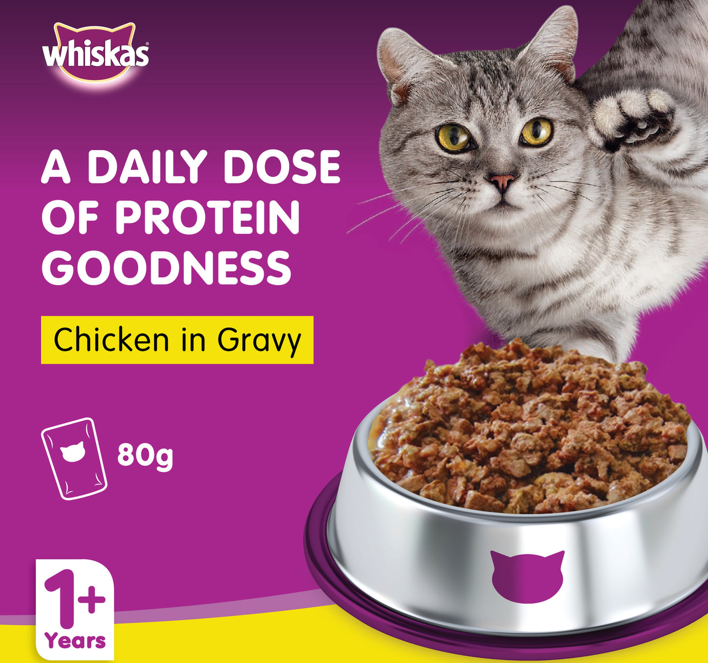 Whiska Cat Food With Chicken In Gravy For 1+ years 80 g