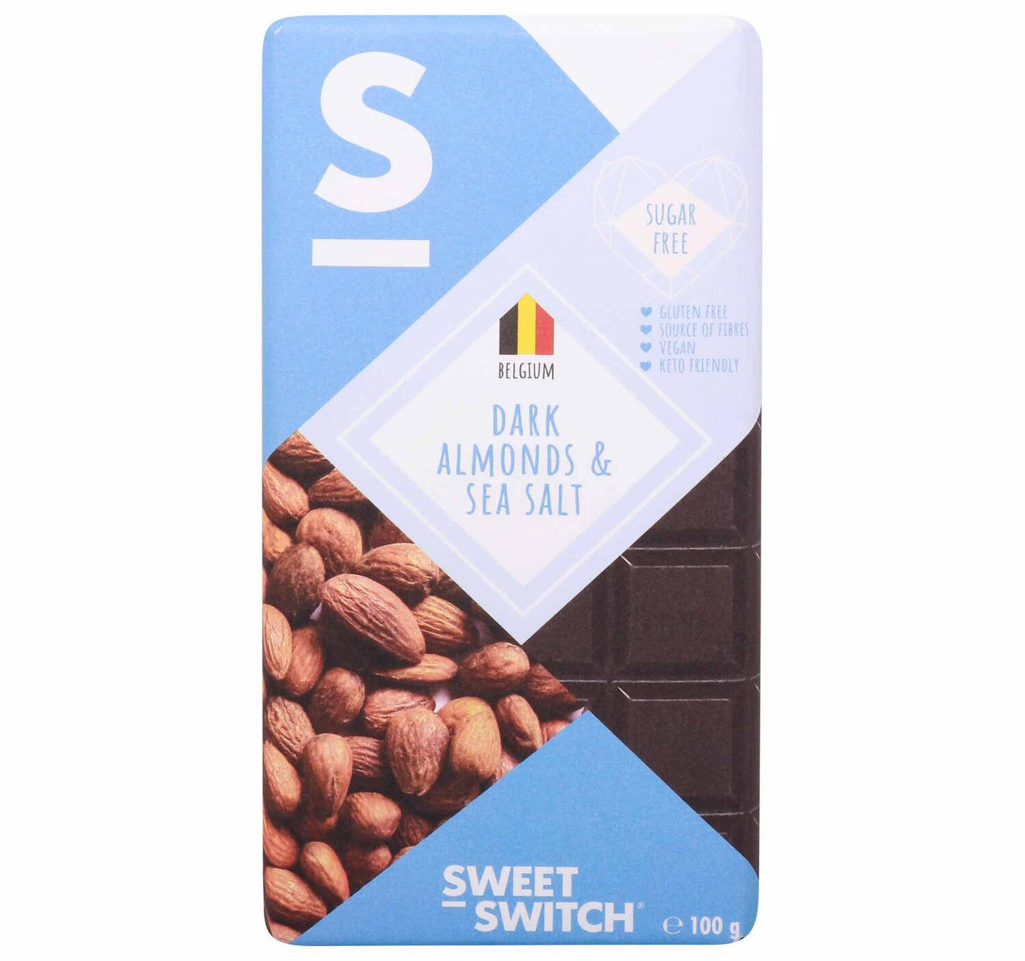 Sweet Switch Dark Belgian Keto Chocolate + Almond & Sea Salt 100 g
