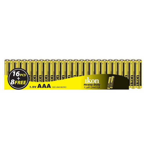 Ikon Heavy Duty 1.5V AAA Batteries 16+8pcs