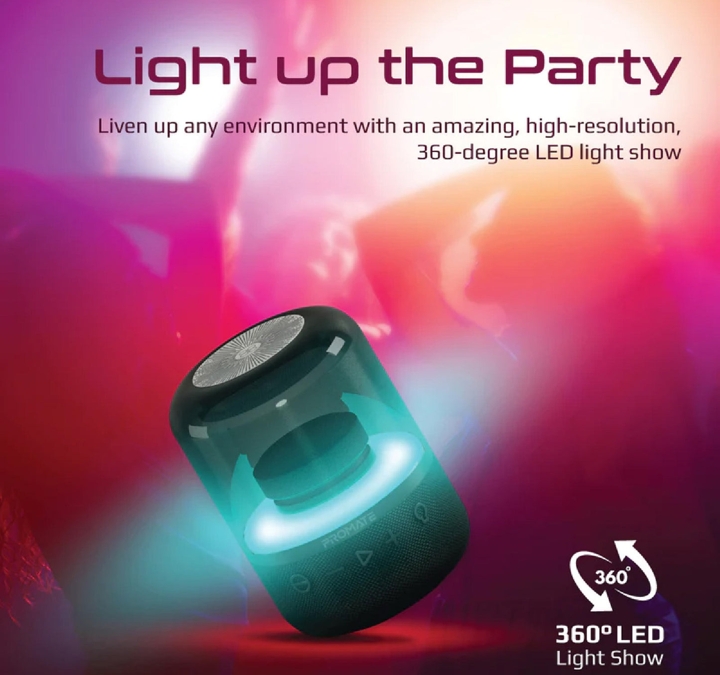 Promate LumiSound 360° Surround Sound Speaker Glitz