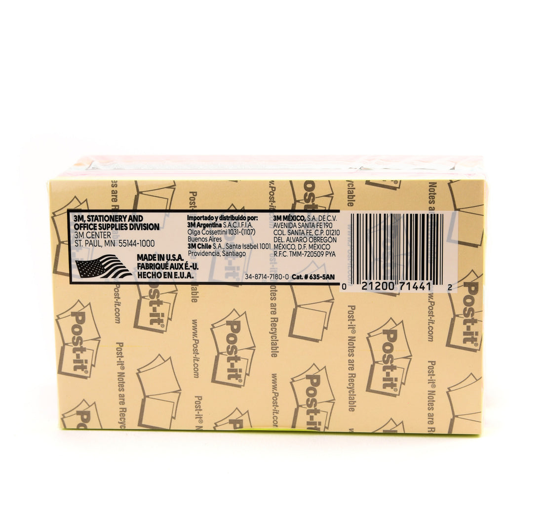3M Post-it Neon Colors Lined 3inchx5inch 5 x 100 Sheet
