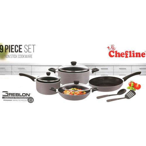 Chefline Aluminium Non Stick Cookware Set, 9 pcs