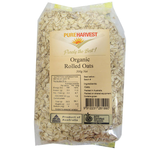 شوفان مطحون عضوي من Pure Harvest، 500 غرام