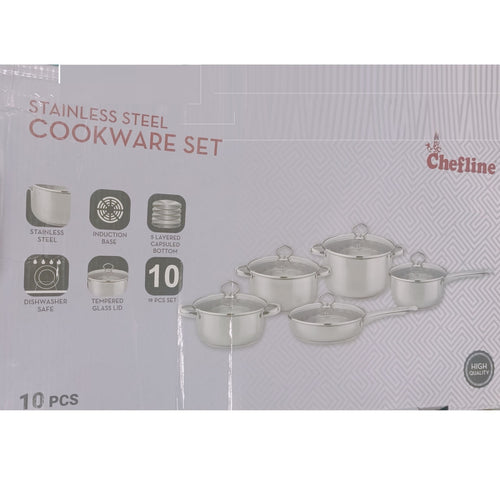 Chefline Stainless Steel Cookware Set, 10 Pcs