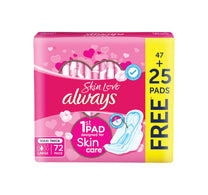 فوط صحية كبيرة سميكة ماكسي من أولويز سكين لوف، 72 قطعة