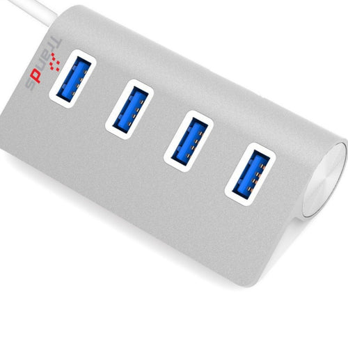 Trands 4 Port USB 3.0 External Metal Portable Hub Compatible with all Windows/Mac/Linux HB6880