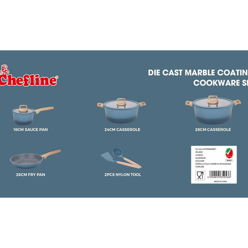 Chefline Diecast Cookware Set with Handle, 9 pcs, K409