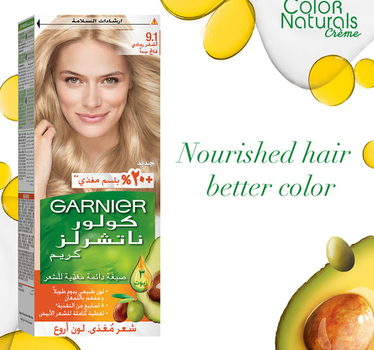 Garnier Color Naturals Creme Nourishing Permanent Hair Color 9.1 Natural Extra Light Ash Blonde 1 pkt