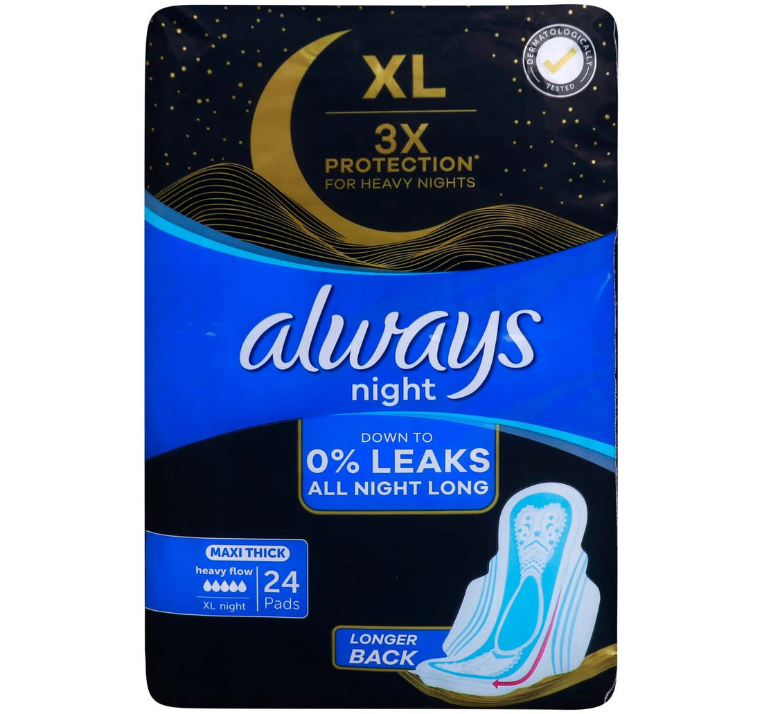 فوط صحية أولويز نايت ماكسي سميكة بأجنحة 24 قطعة