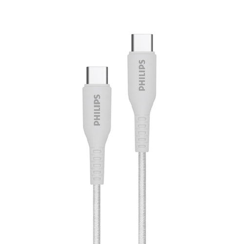 Philips Braided Type C to C Cable, 1.2 m, White, DLC8701P