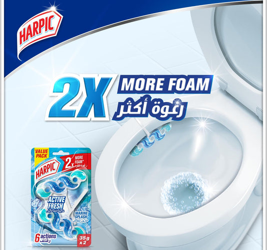 Harpic Active Fresh Water Toilet Cleaner Rim Block Marine Splash Scent 35 g
