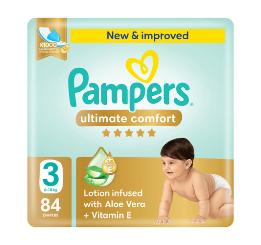 Pampers Ultimate Comfort Taped Diapers, Size 3, 6-10kg, Giant Pack, 84 pcs