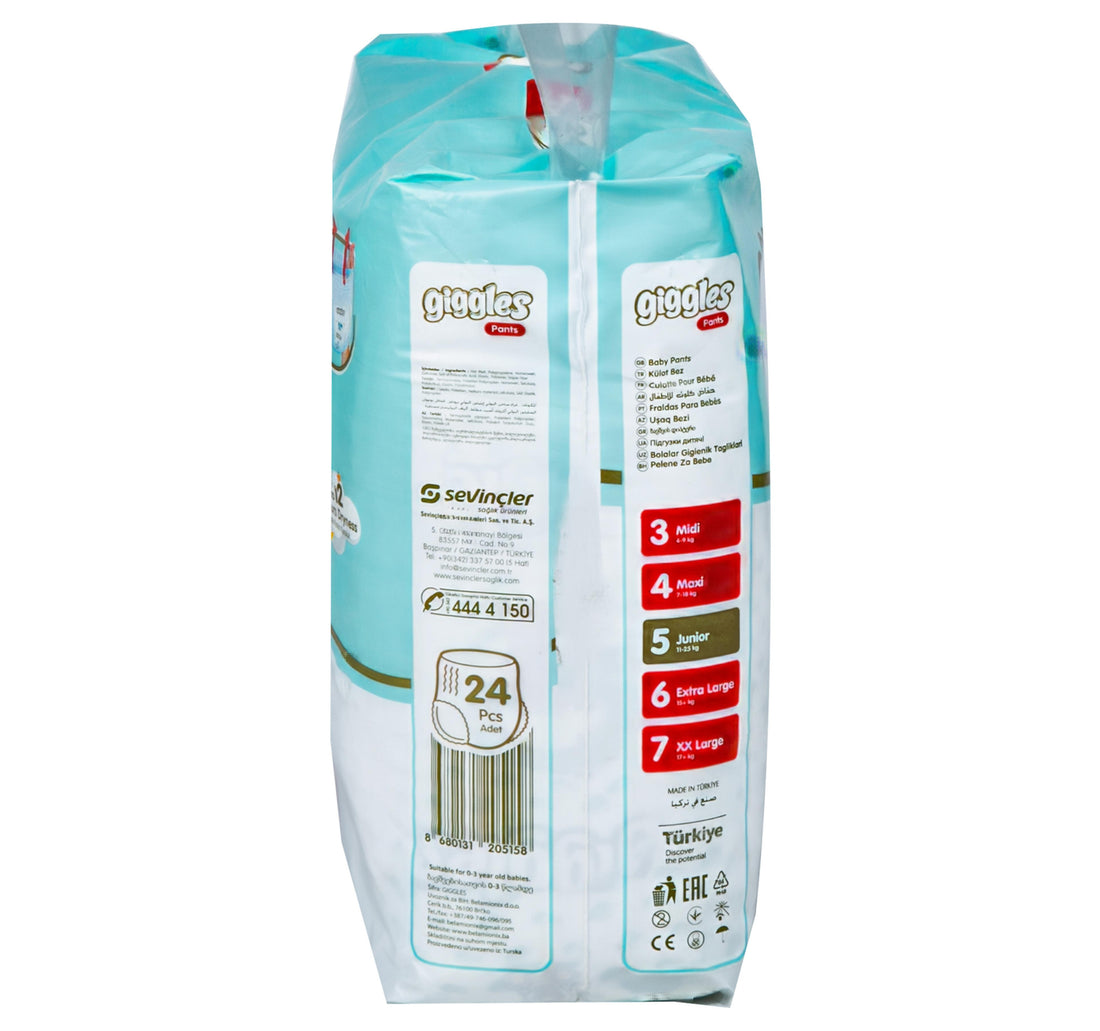 Giggles Baby Diaper Pants Junior Size 5 11-25 kg 24 pcs