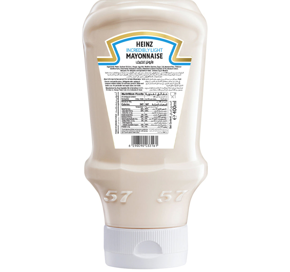 Heinz Incredibly Light Mayonnaise Top Down Squeezy Bottle 400 ml