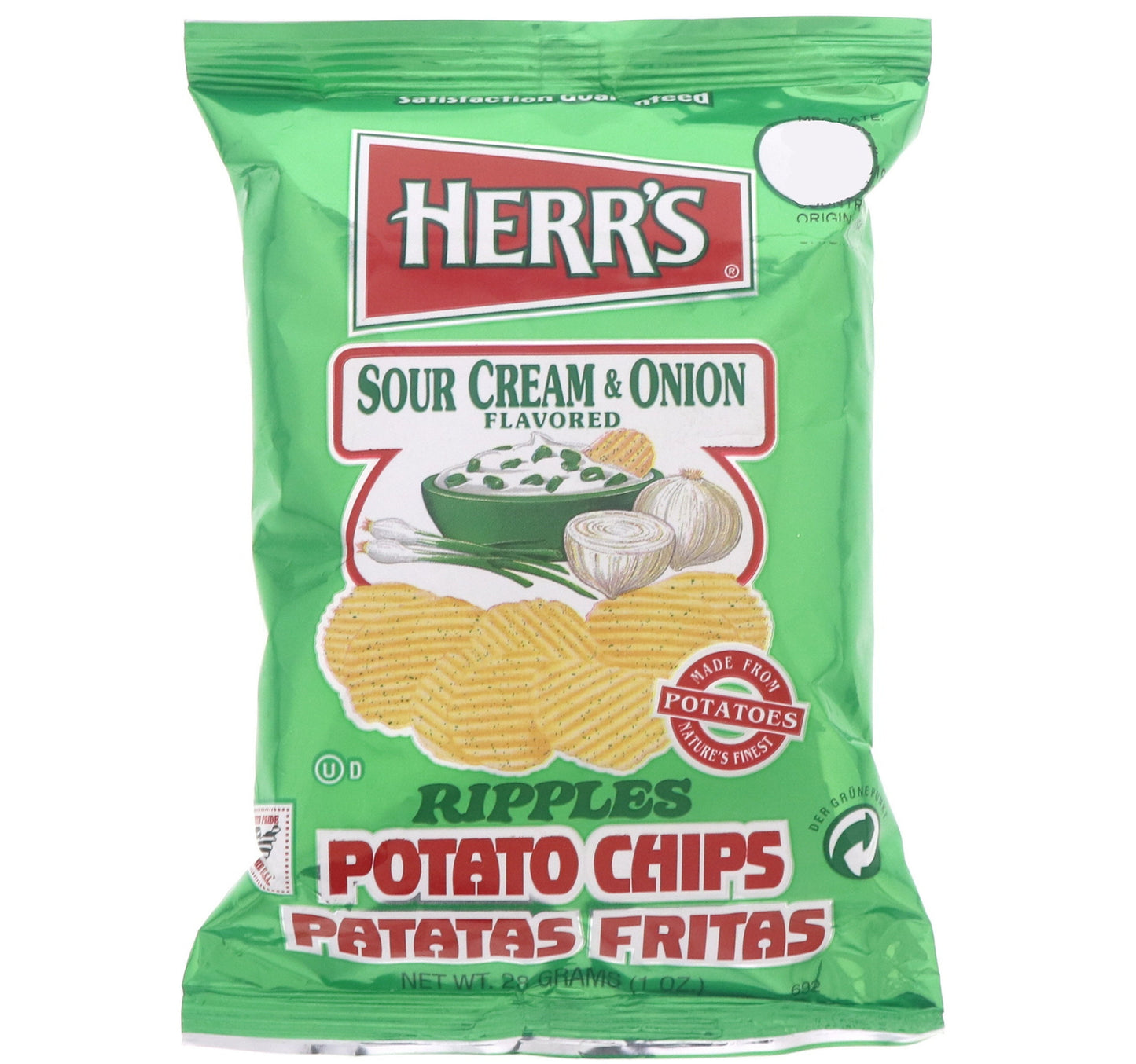 Herr's Sour Cream & Onion Flavored Potato Chips 28 g