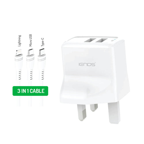 Iends Dual Usb Travel Charger /2in1 Cable Lulu Hypermarket