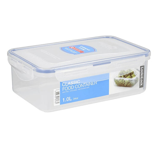 Lock & Lock Rectangular Food Container, 1L, Clear, HPL817