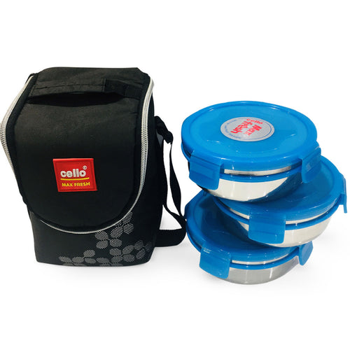 Cello Stainless Steel Snack Box 3pcs + Bag