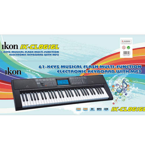 Ikon Musical Keyboard, Black, IK-CL8616L