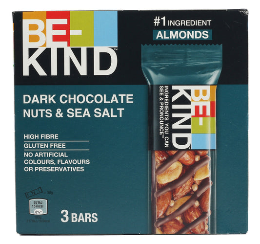 Be-Kind Dark Chocolate Nuts & Sea Salt Bar 3 x 30 g