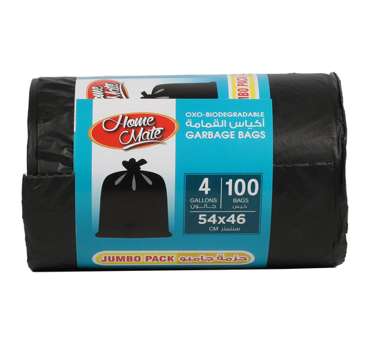 Home Mate Biodegradable Black Garbage Roll Jumbo Pack 4 Gallons Size 54 x 46cm 100pcs
