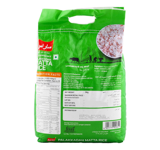 Saras Palakadan Matta Silky Sortex Rice 5 kg