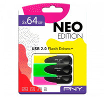 PNY USB Sticks NEO Edition Yellow,Green,Pink 64 GB 3 pieces