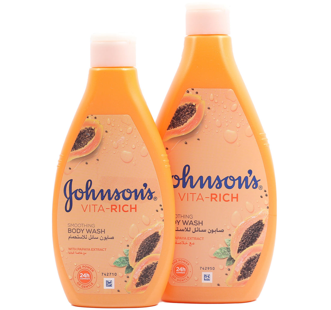 Johnson's Vita-Rich Smoothing Body Wash With Papaya Extract 400 ml + 250 ml
