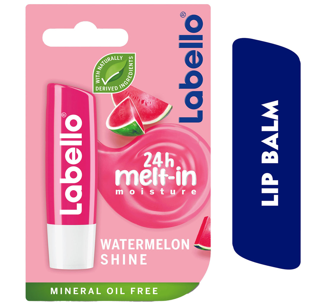 Labello Lip Balm Watermelon Shine 24H Melt-In Moisture with Shea Butter and Natural Oils 4.8 g