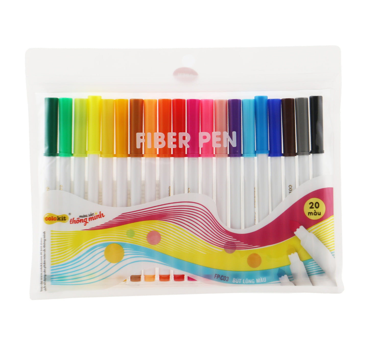 قلم ألياف Flex Office Colokit FP-C03، 20 قطعة