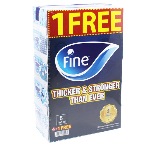 Fine Facial Tissue Value Pack 5 x 130 Sheets