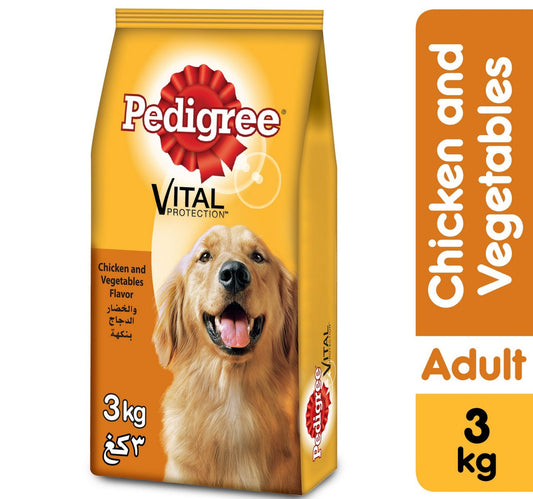 طعام الكلاب الجاف بيديجري بالدجاج والخضروات (للبالغين) 3 كجم