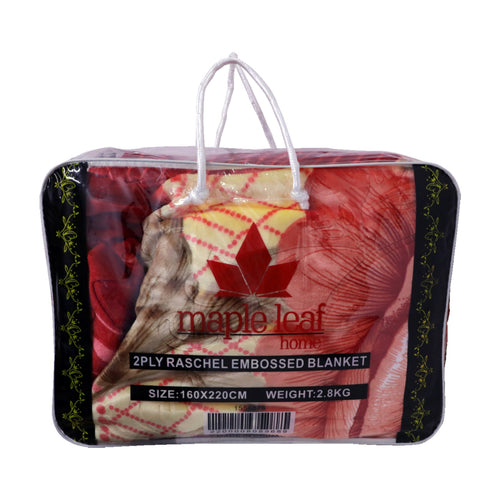 Maple Leaf Blanket Embossed 2ply 160x220cm 2.8Kg