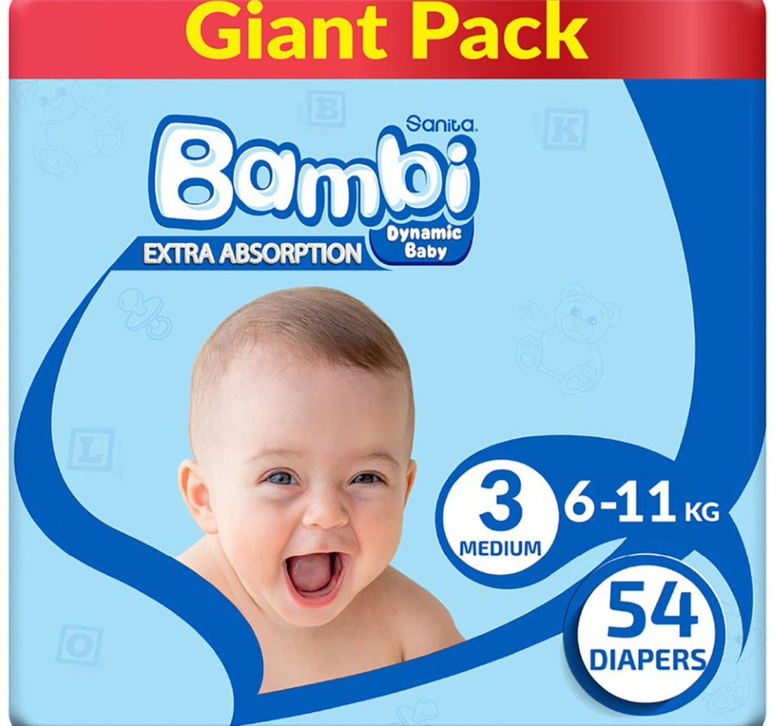 Sanita Bambi Baby Diaper Size 3 Medium 6-11 kg 54 pcs