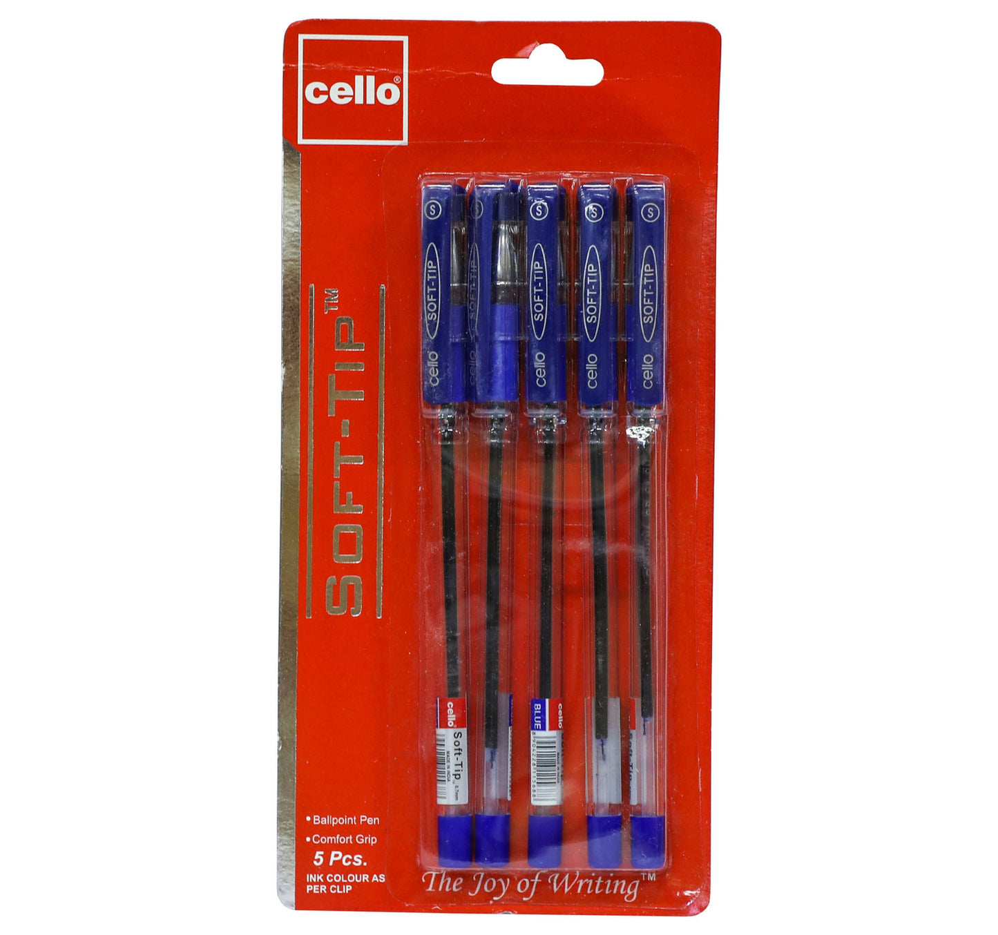 Cello 0.7mm Ballpoint Pen SoftTip Blue 5pcs