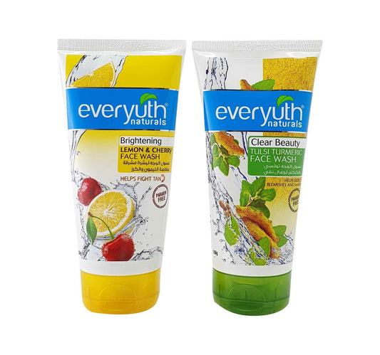 Everyuth Naturals Brightening Lemon & Cherry Face Wash 150 ml + Clear Beauty Tulsi Turmeric 150 ml