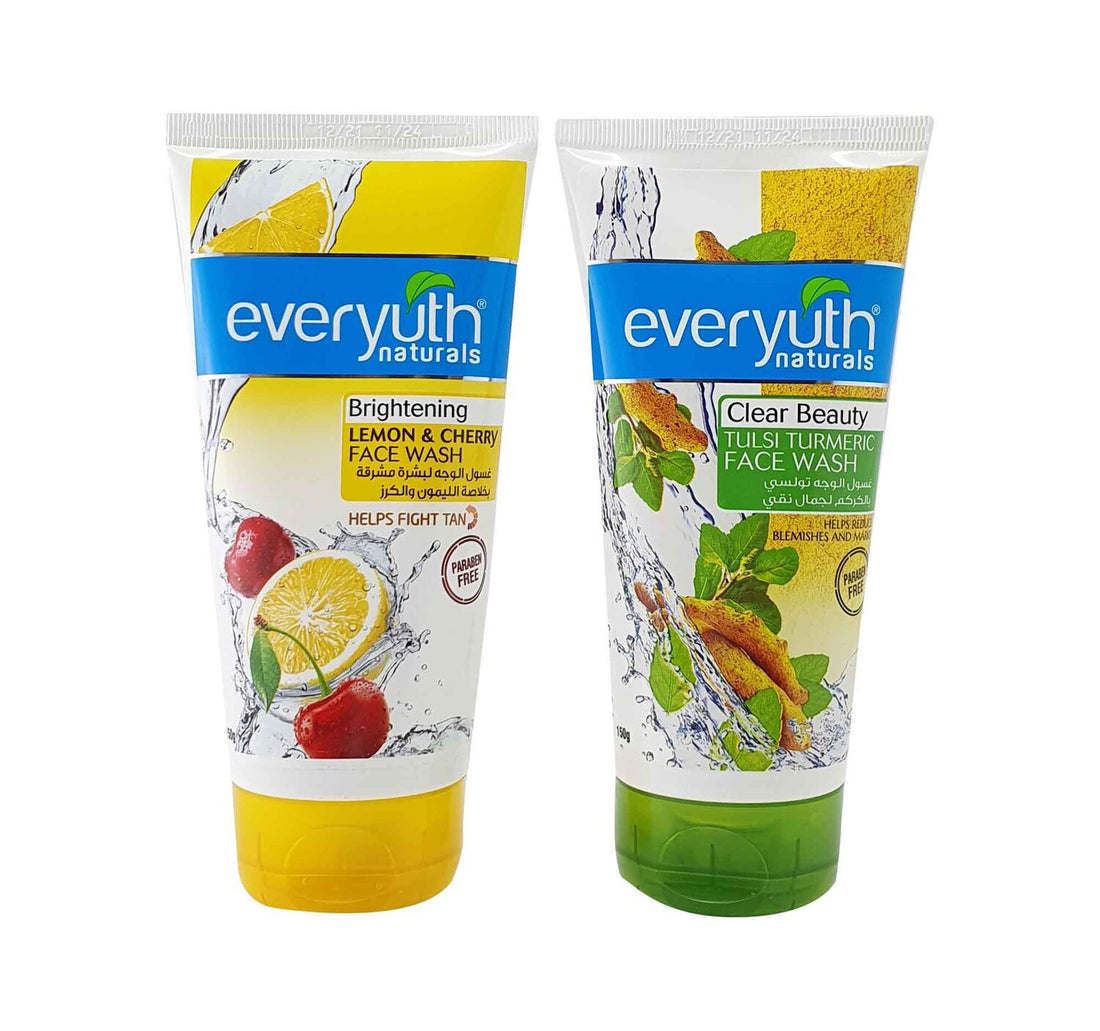 Everyuth Naturals Brightening Lemon & Cherry Face Wash 150 ml + Clear Beauty Tulsi Turmeric 150 ml