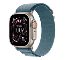 Apple Watch Ultra 3 GPS + Cellular Smartwatch, 49 mm Natural Titanium Case with Light Blue Alpine Loop (M), MEWM4AF/A