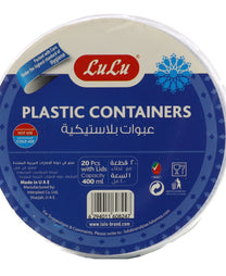 LuLu Plastic Containers with Lids Capacity 400 ml 20pcs