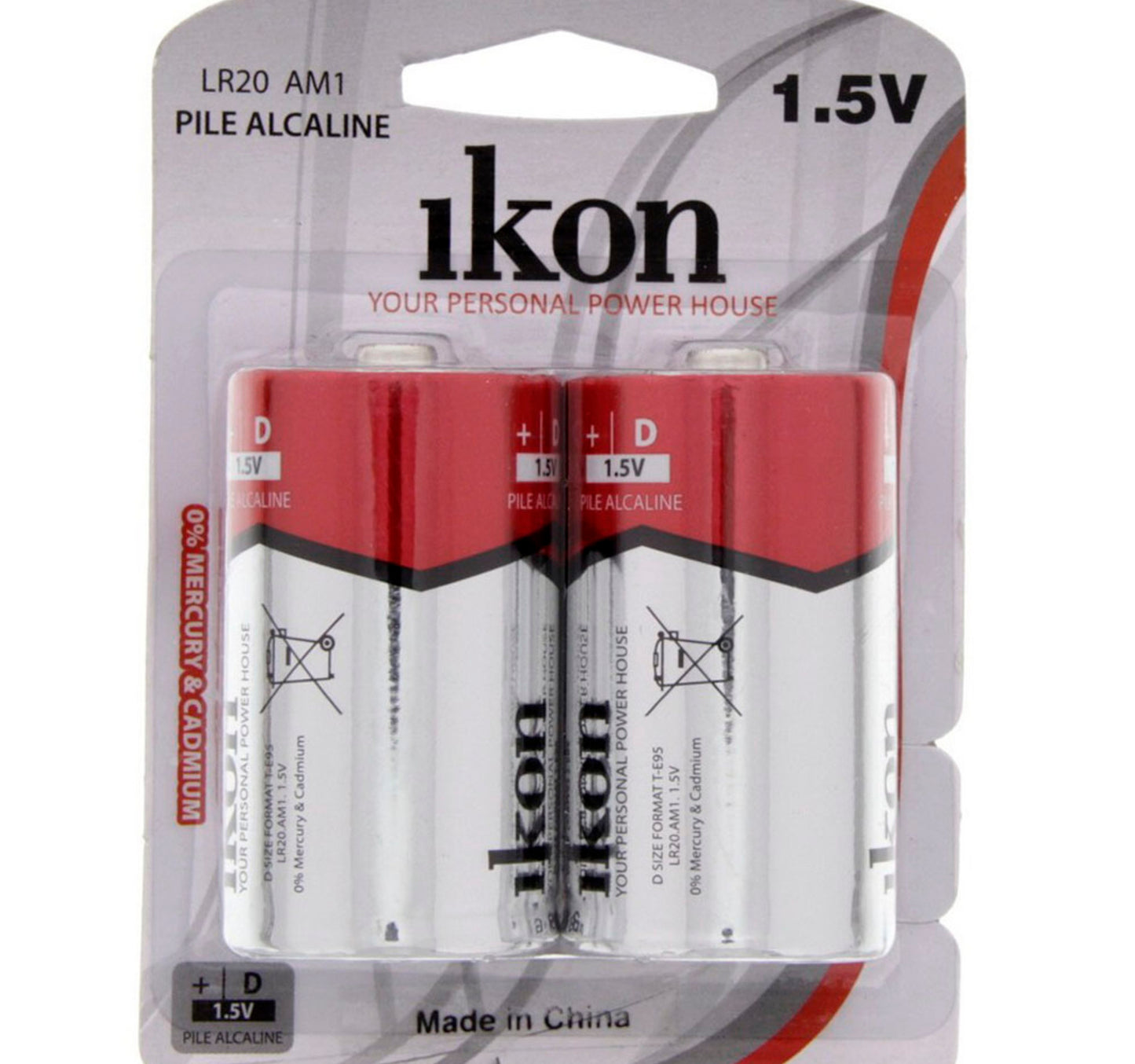 Ikon Alkaline D Battery IKLR20BP2, Pack of 2Pc
