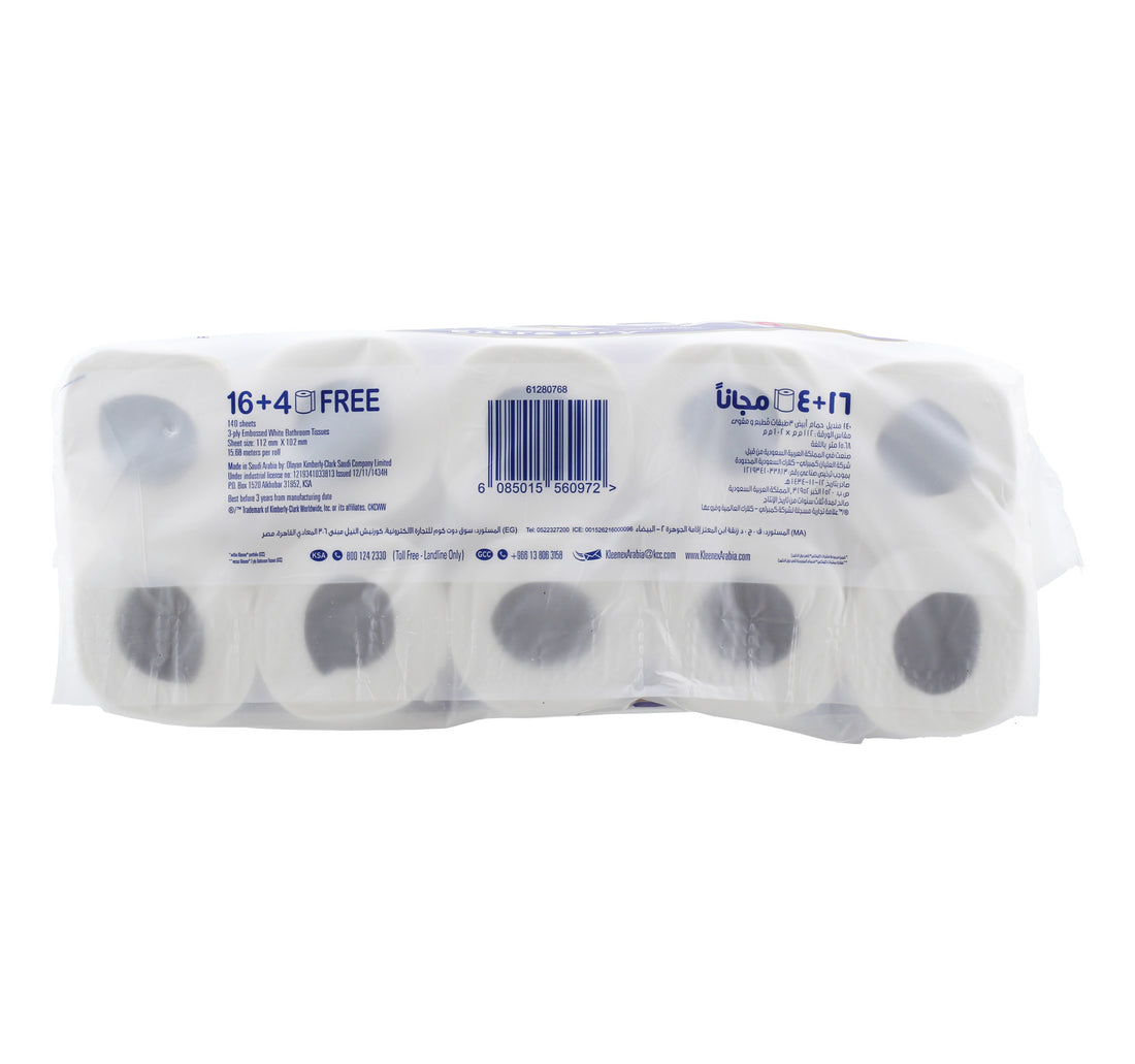 Kleenex Toilet Roll Extra Dry 3ply 140 Sheets 16+4