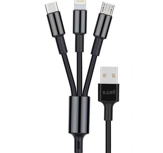 X.Cell 3 In 1 USB Cable CBA31 1.5 Meter Black