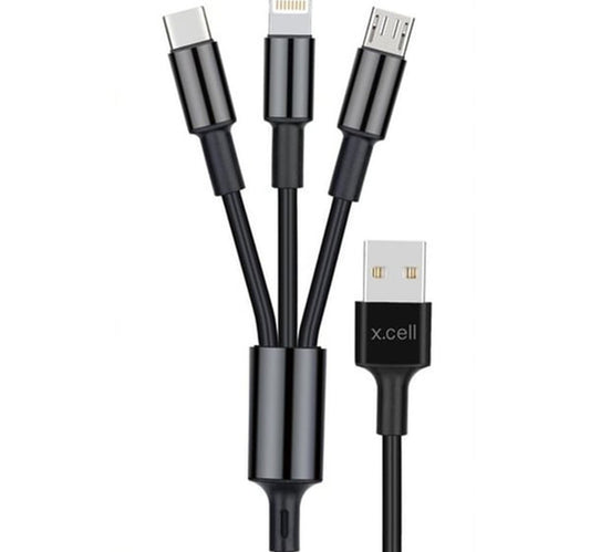 X.Cell 3 In 1 USB Cable CBA31 1.5 Meter Black