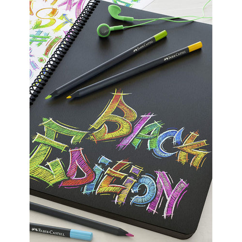 Faber-Castell Black Edition Black Wood And Supersoft Lead Colour Pencils, Pack of 12, FC116412