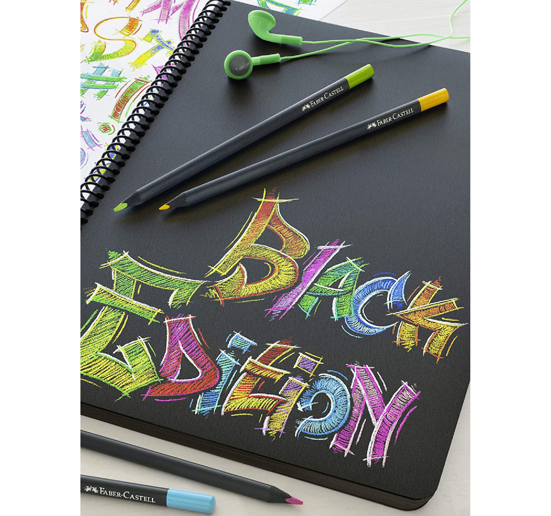 Faber-Castell Black Edition Black Wood And Supersoft Lead Colour Pencils, Pack of 12, FC116412